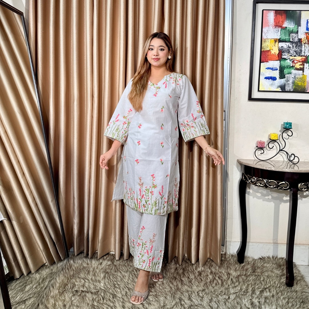 2 Piece White Premium Set – Heavy Embroidery Work